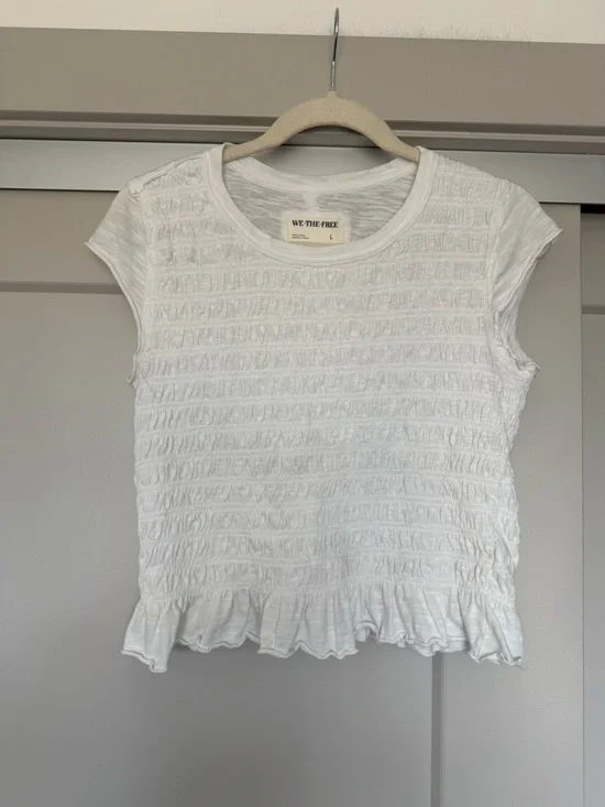 We the Free Sylvie Tee White Smocked Ruffle Top - Women - Picture 4 of 8